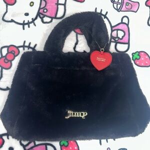 Juicy couture black faux fur tote